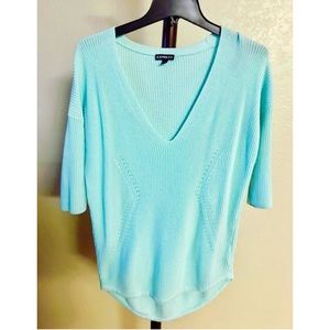 Express Blue Turquoise Knot V neck Sweater XS